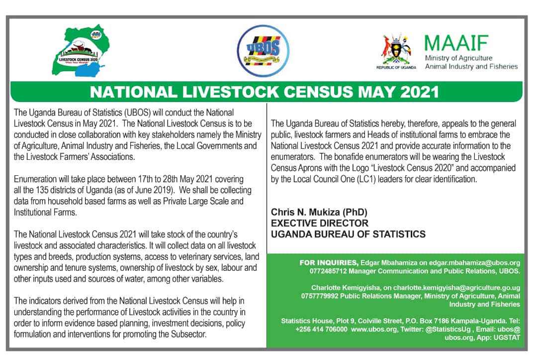 National Livestock Census May 2021 Uganda Bureau of Statistics